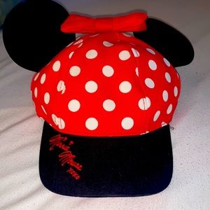 Women’s Disney Mickey / Minnie Mouse Ears SnapBack hat red with white polka dots